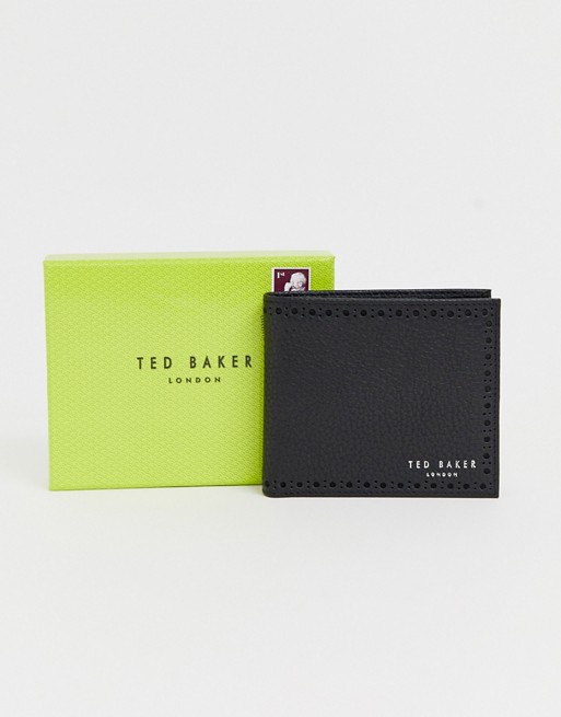 Ted Baker Cobler card and coin brogue detail wallet in black