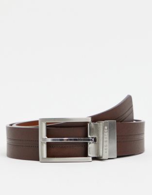 Ted Baker Comet reversible embossed detail belt in brown | ASOS