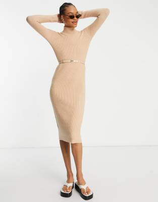 knitted dress camel