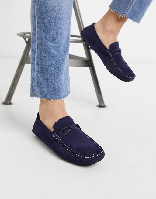 Ted Baker cottn driving shoes in navy suede