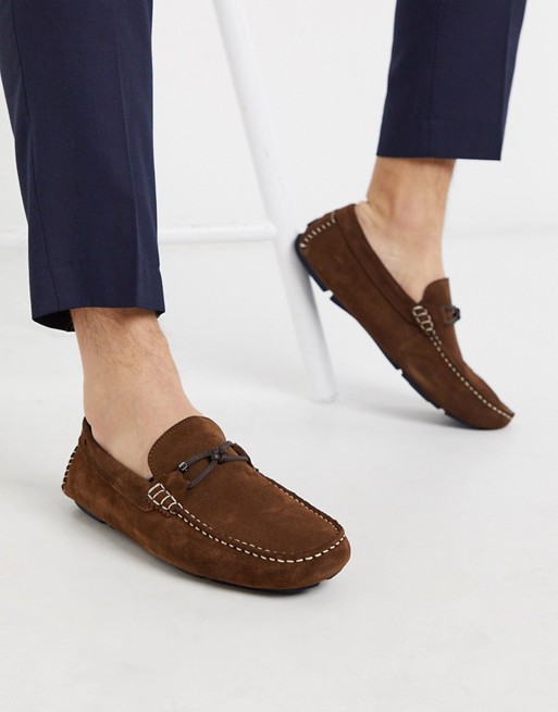 Ted Baker cottn driving shoes in tan suede