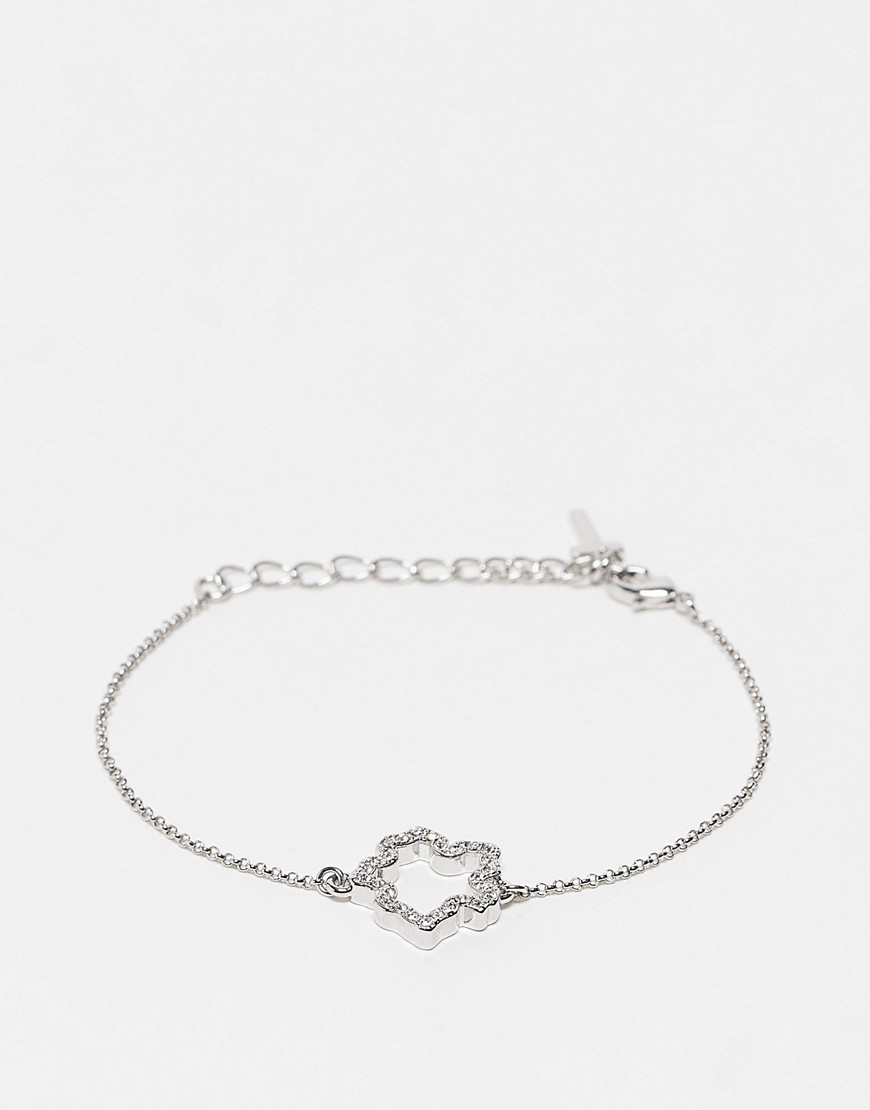 Ted Baker Cresah Bracelet In Silver With Cut Out Crystal Magnolia
