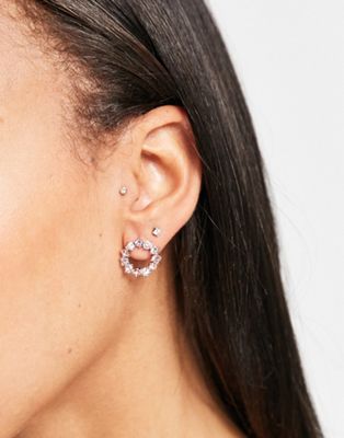 Ted Baker Cresina cut out stud earring in rose gold with pink crystal