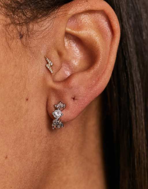 Ted Baker - Cresita - Orecchini a cerchio color argento con strass piccoli
