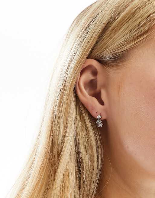 Ted Baker cresito mini hoop earrings with clear crystals in silver ASOS