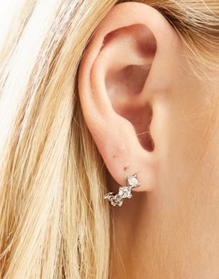 Ted Baker cresito mini hoop earrings with clear crystals in silver - ASOS Price Checker