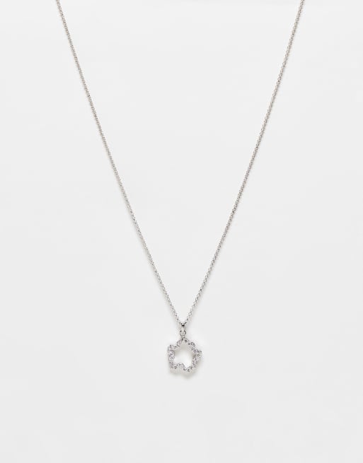 Ted Baker - Crishla - Collier avec pendentif magnolia ajouré à strass - Argenté