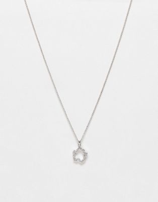 Ted Baker Crishla necklace in silver with cut out magnolia crystal pendant