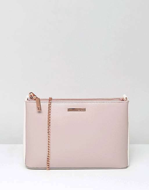 Ted Baker Crosshatch Cross Body Bag With Rose Gold Chain