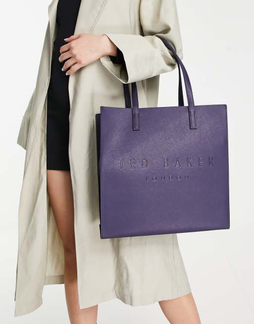 Ted Baker Crosshatch Leather Tote Bag in Black