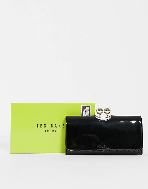 Ted Baker Crystal bobble matinee leather purse in Black