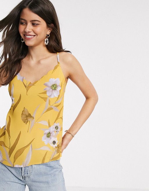 Ted Baker cydd cabana floral scalloped top in yellow