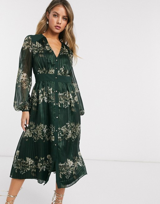 Ted Baker delyla meadow sweep long sleeve floral midi dress