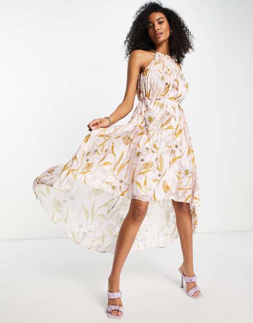 Ted Baker - Dixxie - Plisseret midikjole med print i lyserød