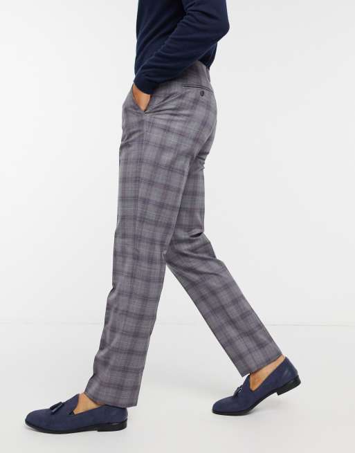 Ted Baker Dorlnt Slim-Fit Debonair Check Smart Pants-Grey