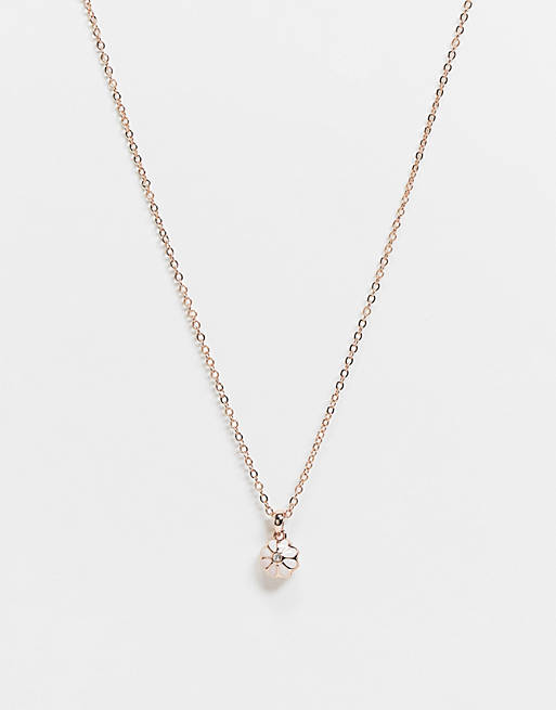 Ted Baker Dorriy daisy pendant necklace in pink and rose gold