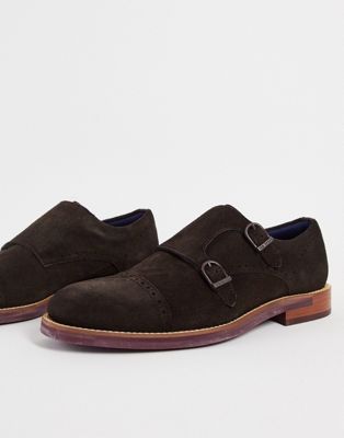 Ted Baker double buckle monk shoe in brown