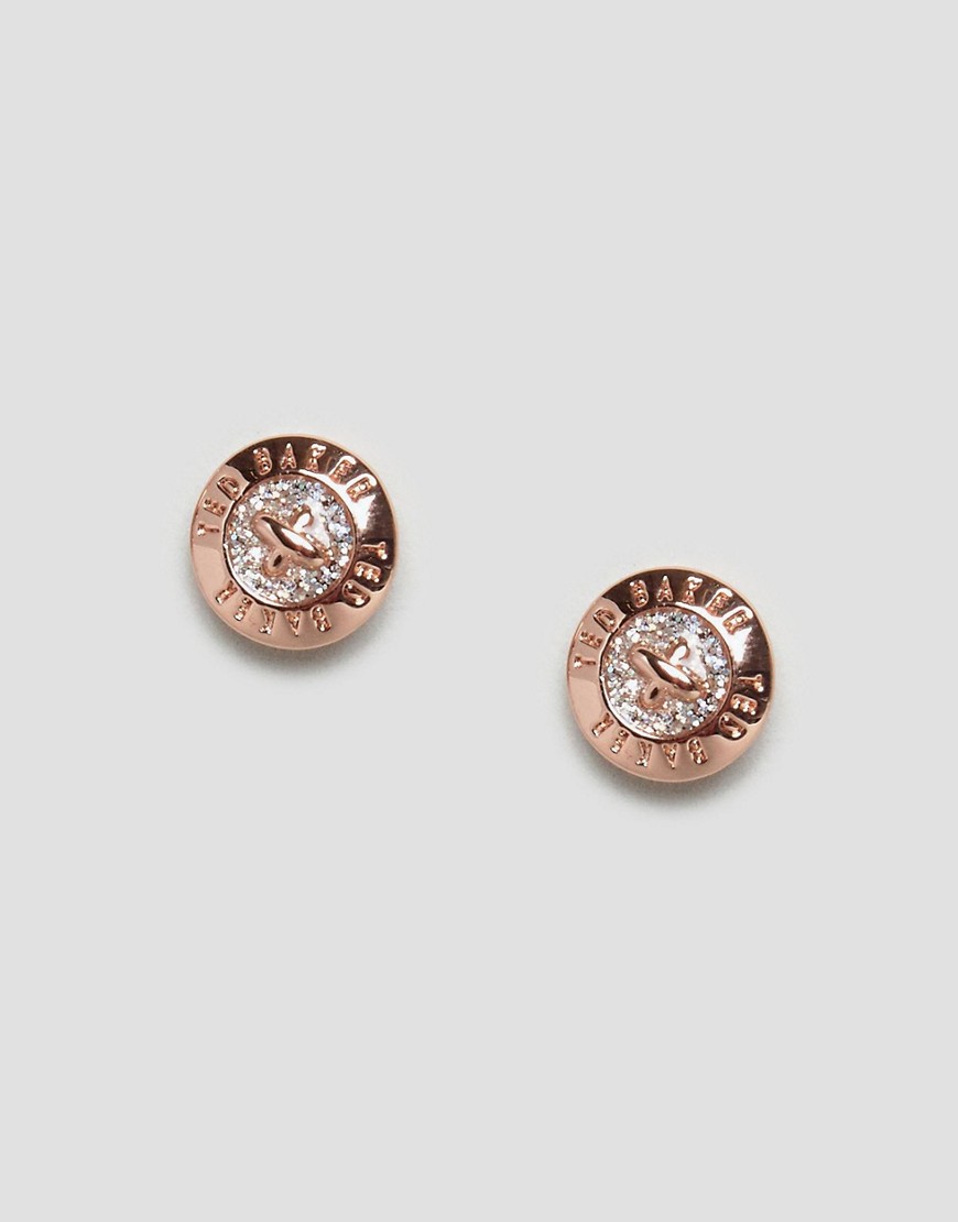 Ted Baker Eisley Enamel Mini Button Earrings-Gold
