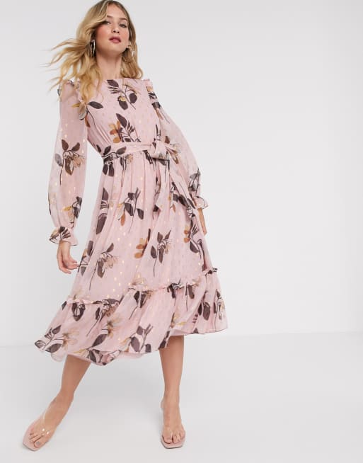 Ted baker pink top long sleeve dress