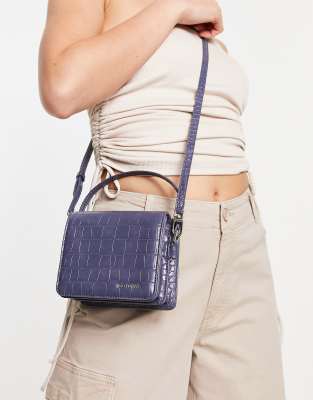 Ted Baker Ell mini cross body bag in blue croc