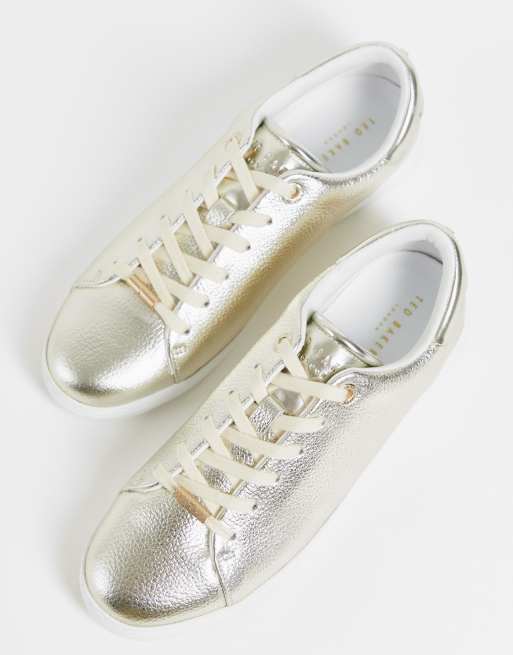 Ted baker store gold trainers