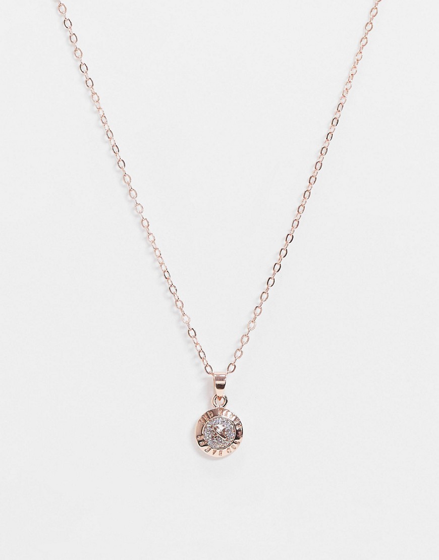 Ted Baker Elvina Enamel Glitter Mini Button Pendant Necklace-Gold