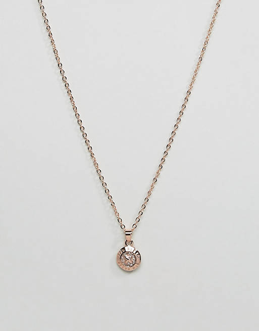 Ted Baker Elvina Enamel Silver Glitter Mini Button Pendant Necklace