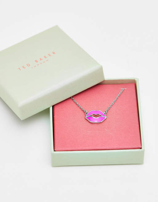 Ted Baker - Emani Kiss - Collier à pendentif baiser rose - Argenté, 4 de 4