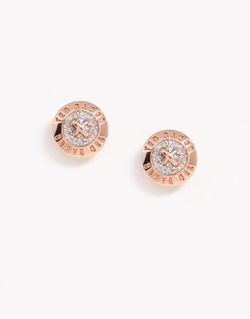 Ted baker rose on sale gold button earrings