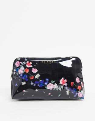 Ted Baker Sandalwood Evalyn Makeup Cosmetic Bag Black Floral Toiletry Case