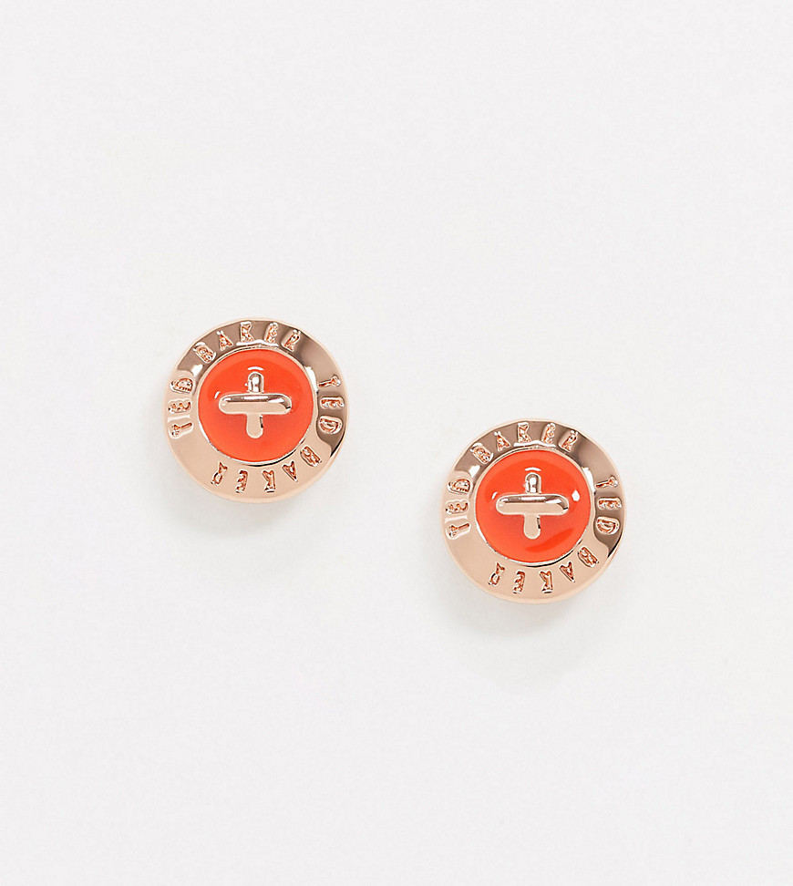 Ted Baker Exclusive enamel mini button earrings-Gold
