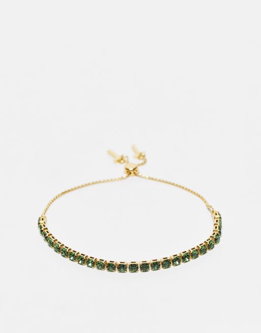 Ted Baker – Exclusive – Melrah – Verstellbares Armband in Gold mit Schmucksteinen in Grün