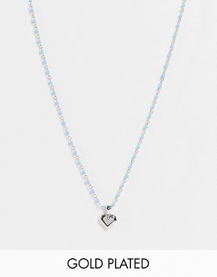 Ted Baker Exclusive Sarsa crystal edge heart pendant necklace in silver and blue