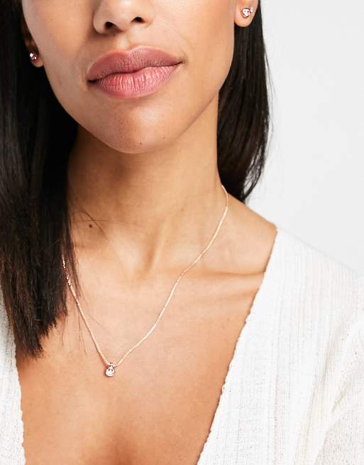 Ted Baker - Exclusives - Clemen - Set van oorknopjes en ketting in roségoud met roze kristal