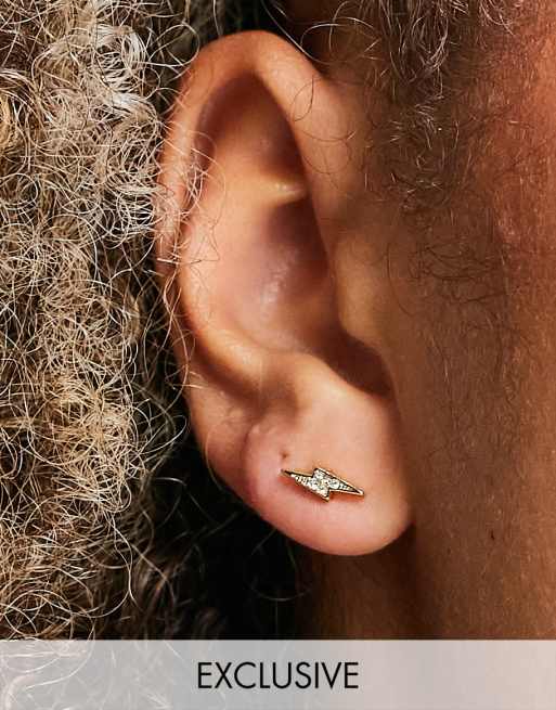 Ted Baker - Exclusives - Thunda - Piepkleine pave oorknopjes in vorm van bliksemschicht in goud