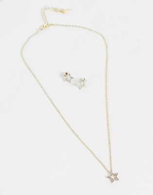 Femme Ted Baker - Exclusivité - Tarliah - Coffret cadeau avec collier et clous d'oreilles à détail étoile sertie de cristaux - Doré