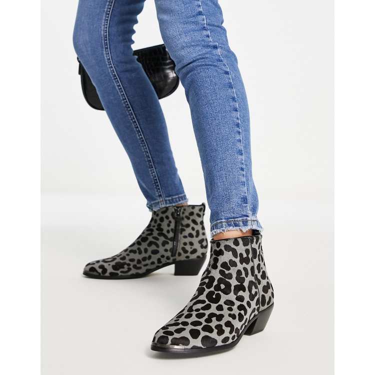 Grey leopard outlet boots