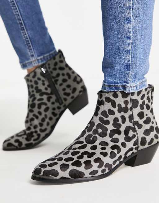 Grey on sale leopard boots