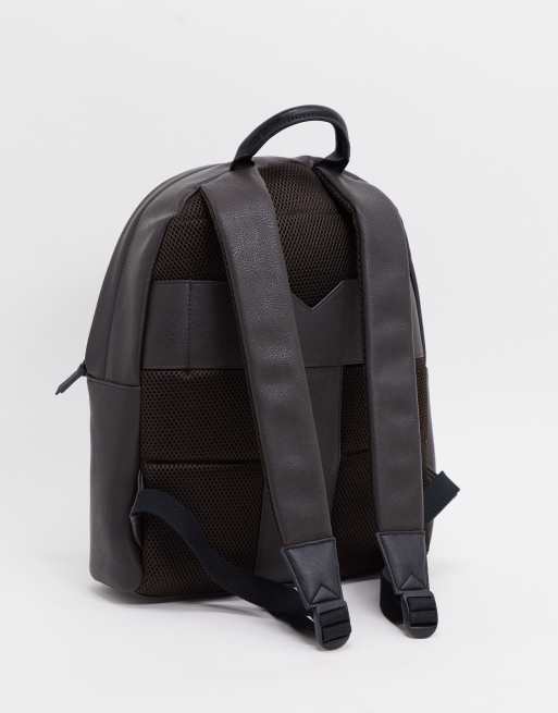 Ted Baker faux leather backpack with blue stripe in black