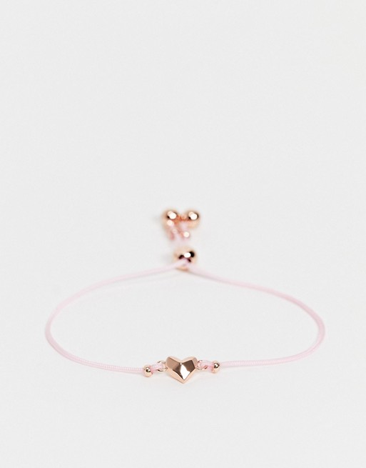 Ted Baker Fillipe heart friendship bracelet in baby pink and rose gold