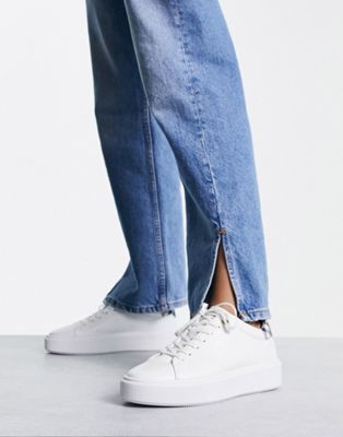 Ted Baker Filona platform leather trainer with check counter in white