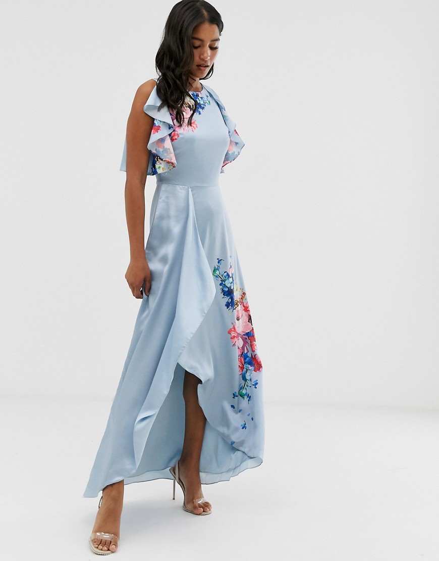 Ted Baker - Fredila - Lange jurk met frambozenprint-Blauw