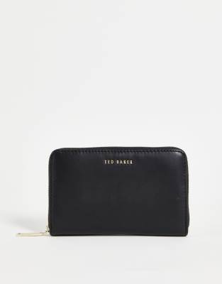 ted baker black zip around purse