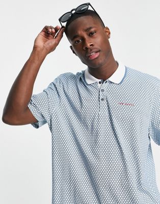 Ted Baker geo print polo in mid blue