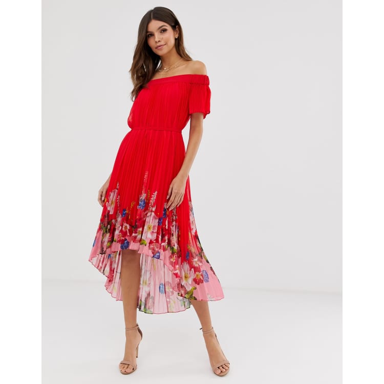 Ted baker areena bardot dress red sale