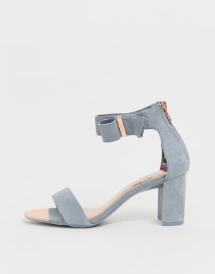 ted baker grey suede barely there block heeled sandals