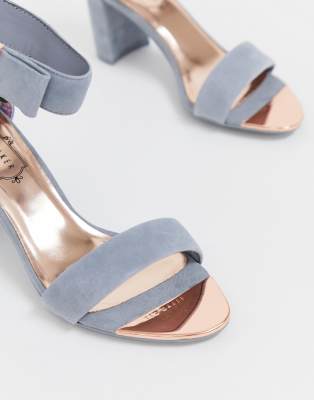 ted baker grey suede barely there block heeled sandals