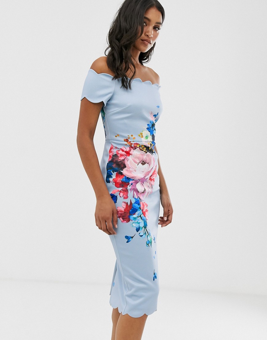 Ted Baker - Hailly - Bardot-jurk met bloemenprint-Blauw