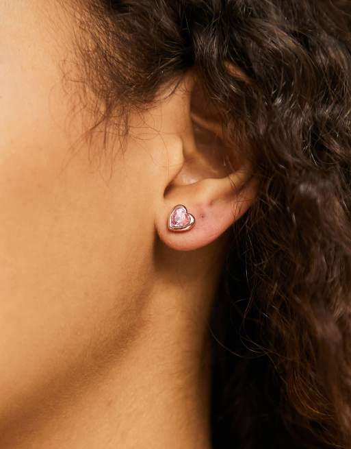 Ted Baker - Han - Orecchini a bottone con cuore di strass colore rosa e oro rosa