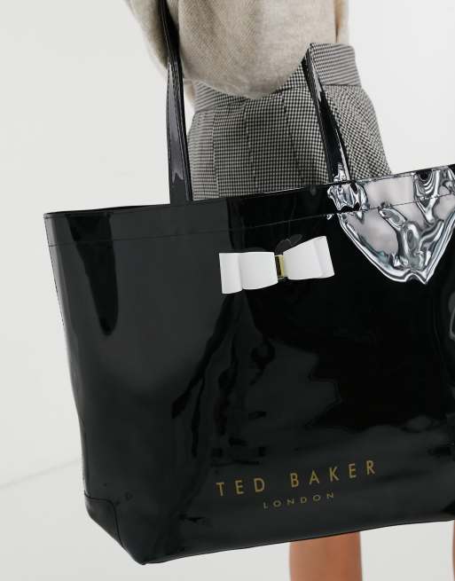 Ted Baker London Dark Blue Floral Large Icon Vinyl Tote Shopper